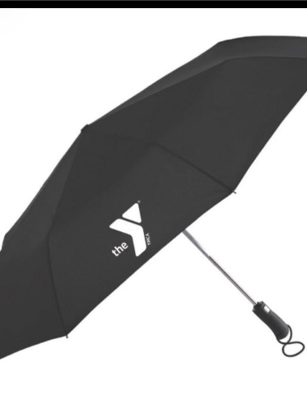 YMCA Black Foldable Umbrella with White Logo